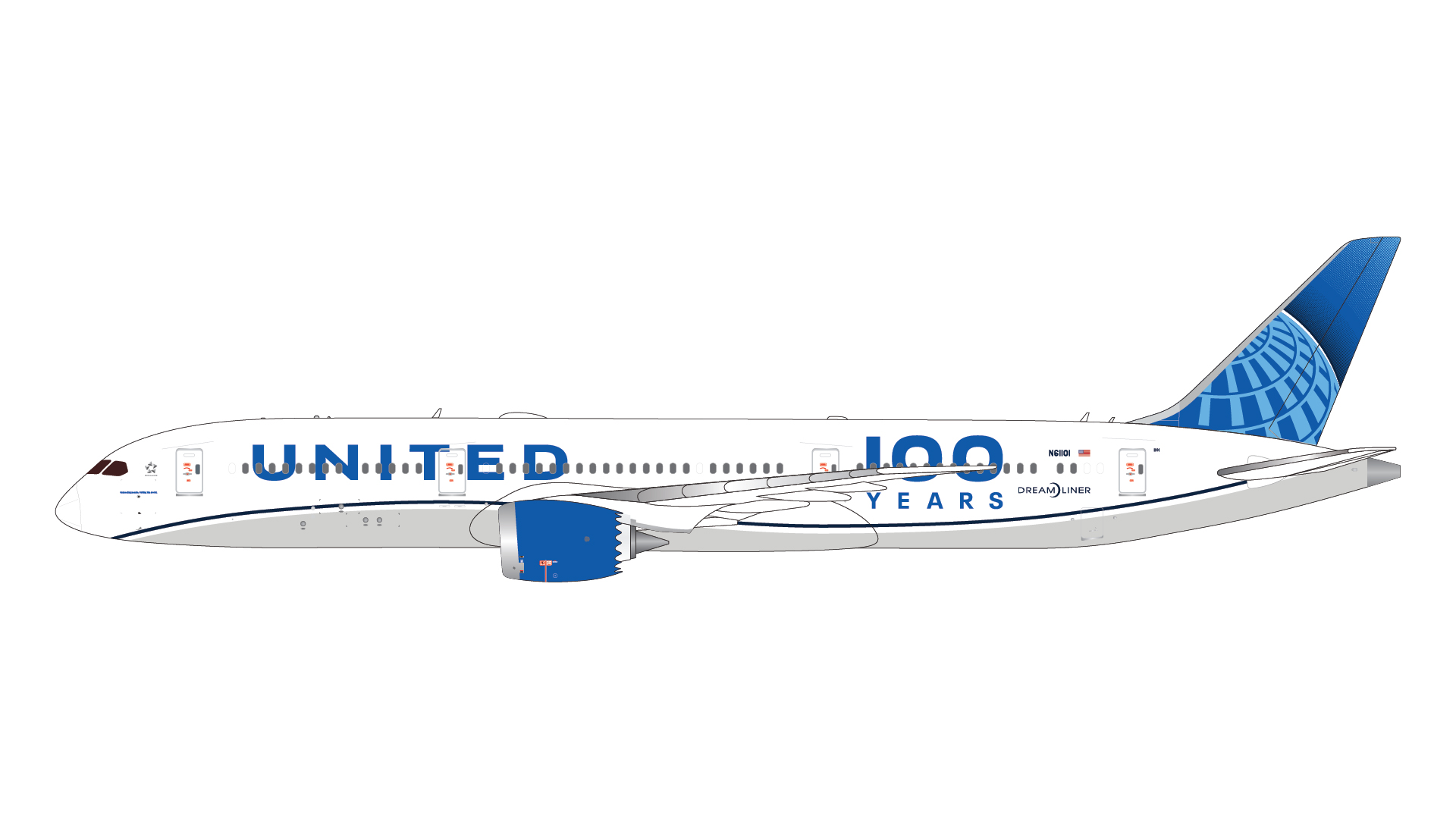 GJUAL2228 GEMINI JETS United Airlines / ユナイテッド航空 “100 Years” B787-9 N61101 1:400 メーカー完売