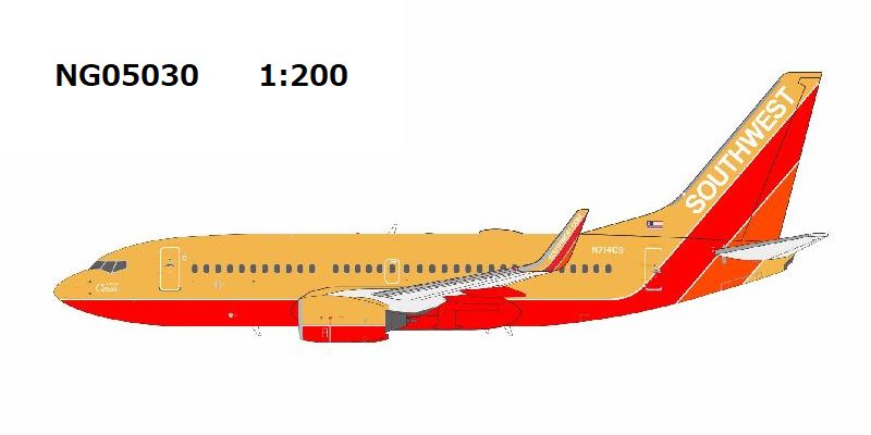 NG05030 NG MODELS Southwest Airlines / サウスウエスト航空 Desert Gold retro livery B737-700/w N714CB 1:200 お取り寄せ NG MODELS 1:200 Southwest Airlines / サウスウエスト航空 737-700 亜鉛ダイキャスト製