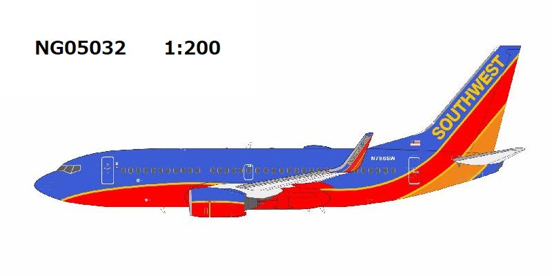 NG05032 NG MODELS Southwest Airlines / サウスウエスト航空 Canyon Blue livery; with winglets; last Canyon Blue 737-700 B737-700/w N786SW 1:200 お取り寄せ
