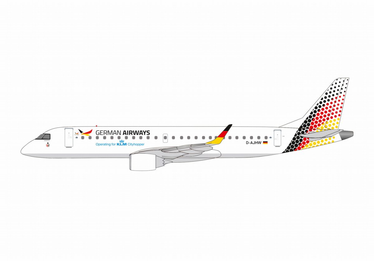 614870 Herpa SNAPFIT German Airways / ジャーマン・エアウェイズ/ドイツ航空 E190 D-AJHW 2025年新塗装 1:100 予約 Herpa SNAPFIT 1:100 German Airways / ジャーマン・エアウェイズ/ドイツ航空 E190 プラスチック製