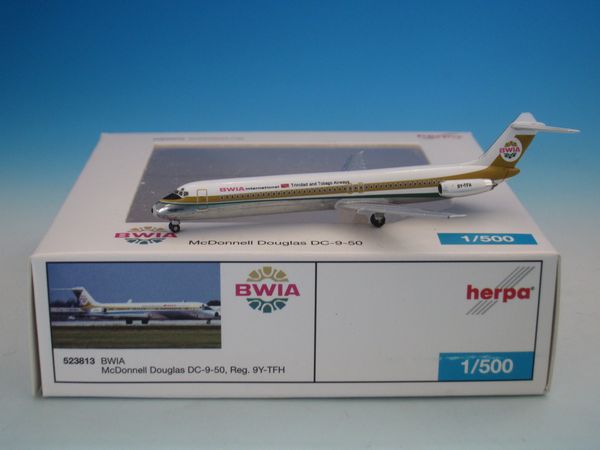 523813 Herpa BWIA West Indies Airways / BWIA ウェスト インディーズ エアウェイズ DC-9-50 9Y-TFH CLUBMODELS 1:500 完売しました。 Herpa 1:500 BWIA West Indies Airways / BWIA ウェスト インディーズ エアウェイズ DC-9 亜鉛ダイキャスト製