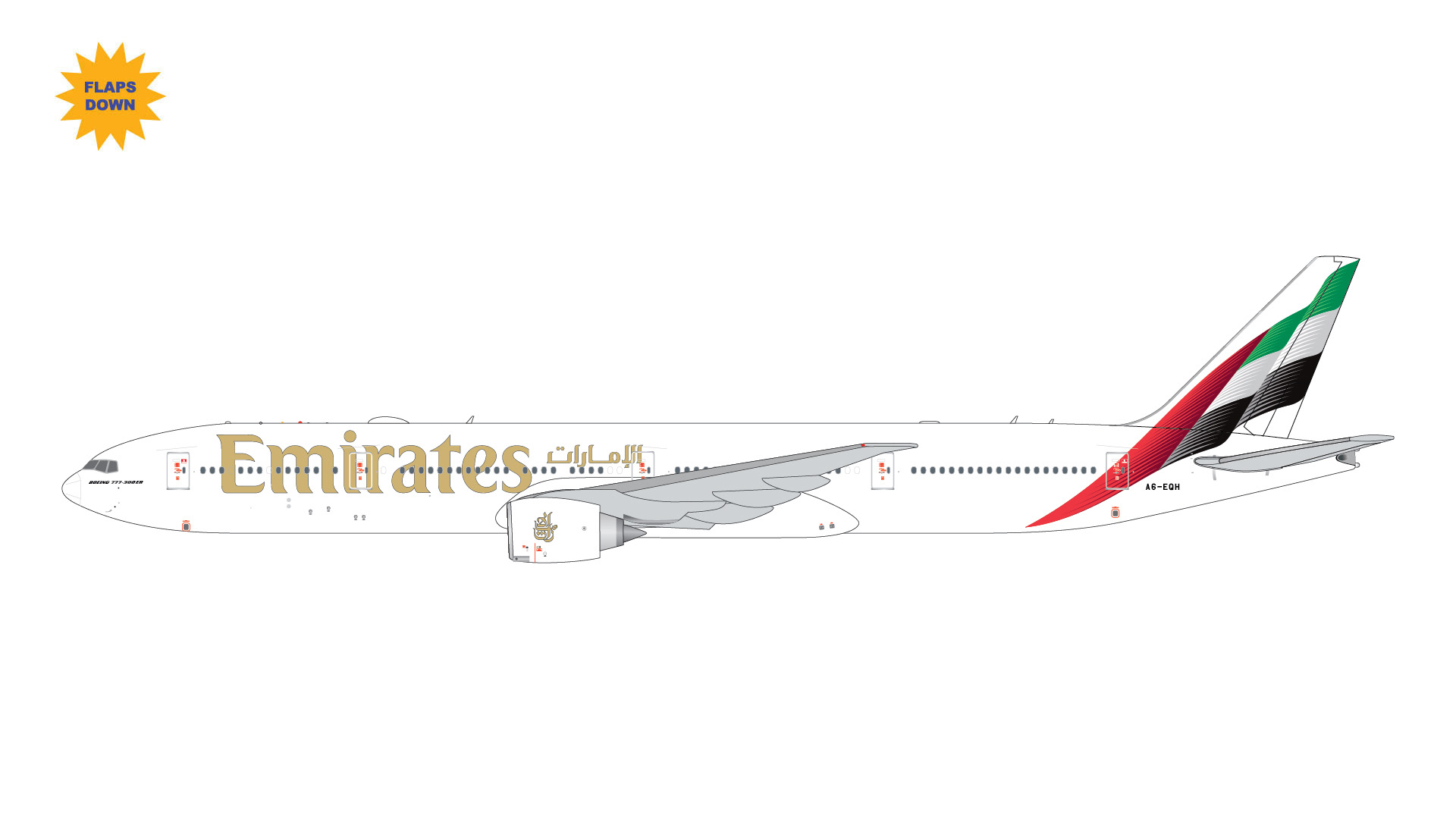 GJUAE2318F GEMINI JETS Emirates / エミレーツ航空   B777-300ER flaps down A6-EQH 1:400 お取り寄せ