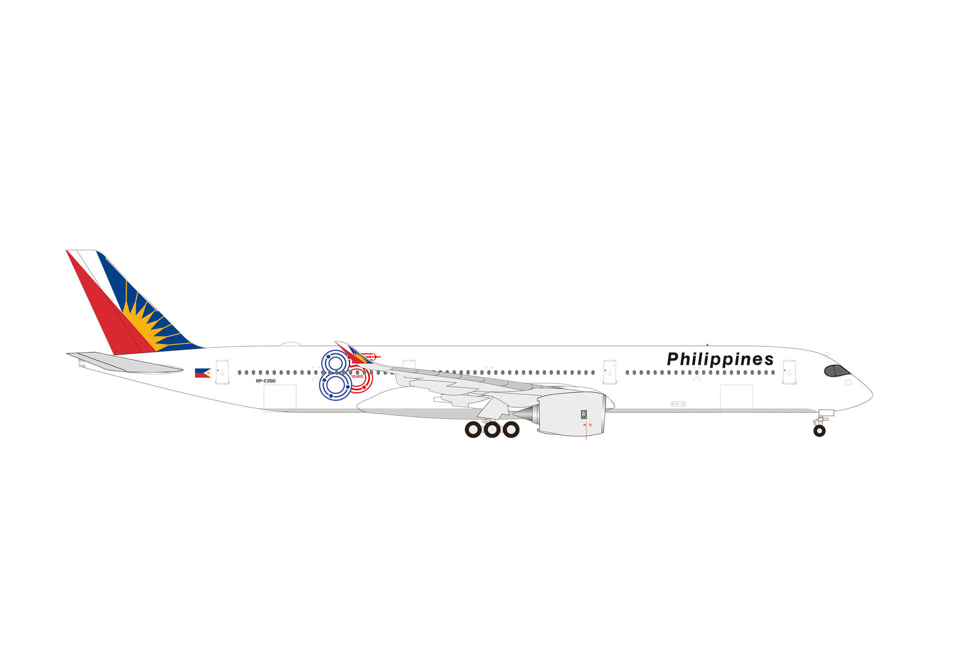539302 Herpa Philippine Airlines / フィリピン航空 A350-1000 RP-C3510 85 Years 1:500 予約
