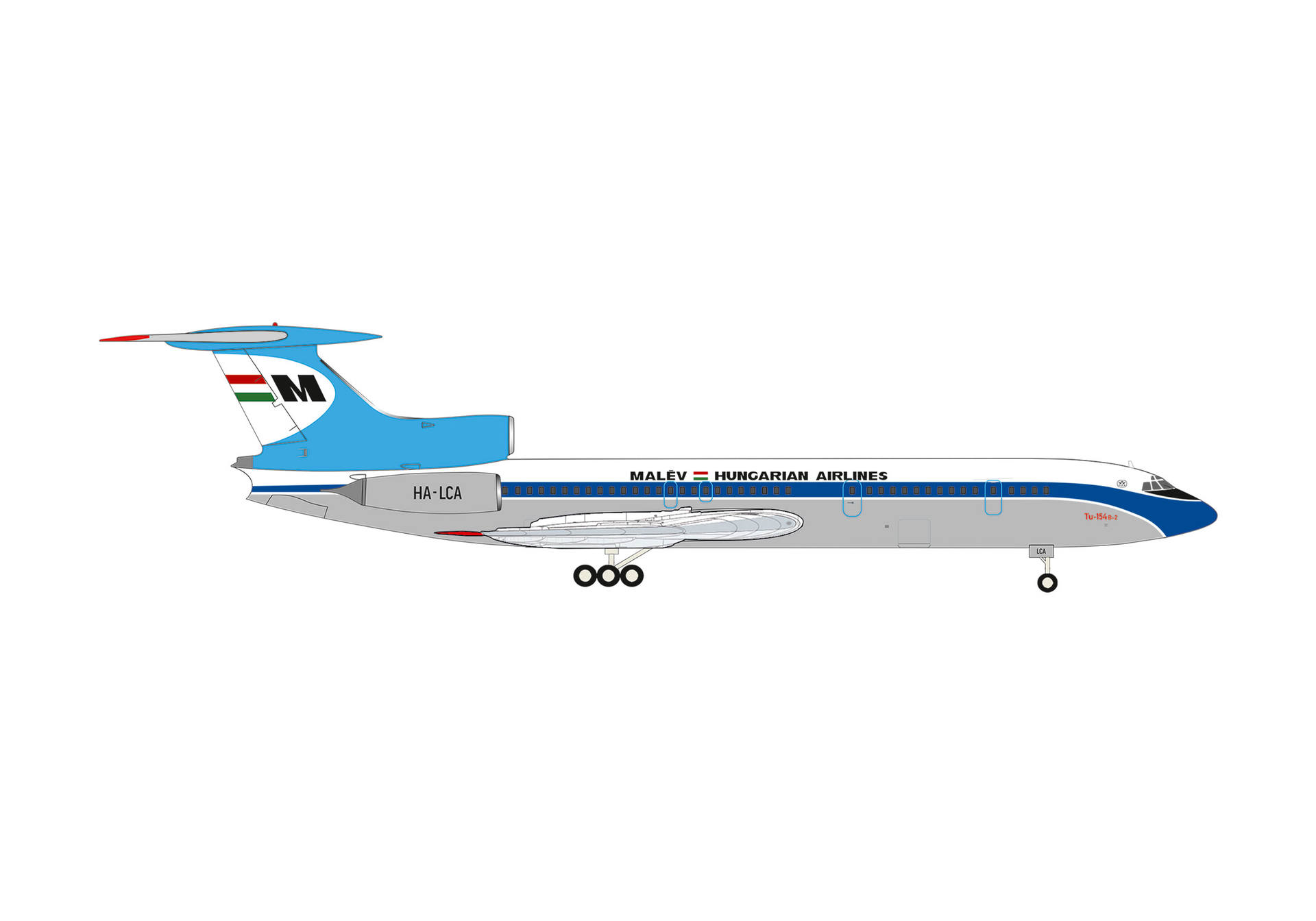 574044 Herpa Malev Hungarian / マレーヴ・ハンガリー航空/マレブ ハンガリー TU-154B-2 HA-LCA 