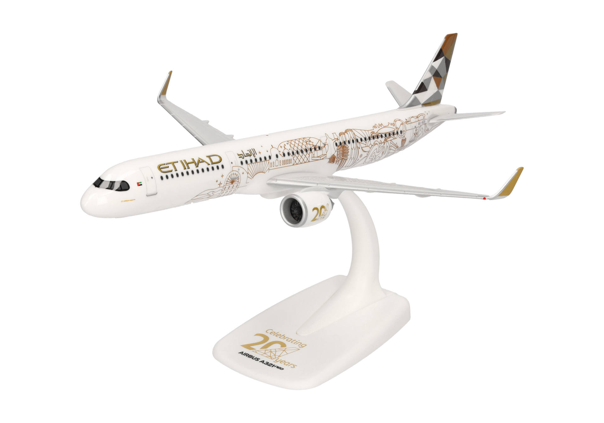615013 Herpa SNAPFIT Etihad Airways / エティハド航空 A321neo A6-AEN 20周年記念 1:200 予約 Herpa SNAPFIT 1:200 ETIHAD AIRWAYS / エティハド航空 A321neo プラスチック製