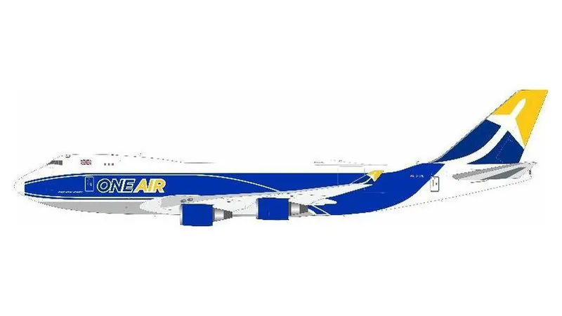 744HC0526 IN Flight200 One Air / ワン・エア 747-400ER G-ONEF スタンド付き 1:200 予約 IN Flight200 1:200 One Air / ワン・エア 747-400 亜鉛ダイキャスト製