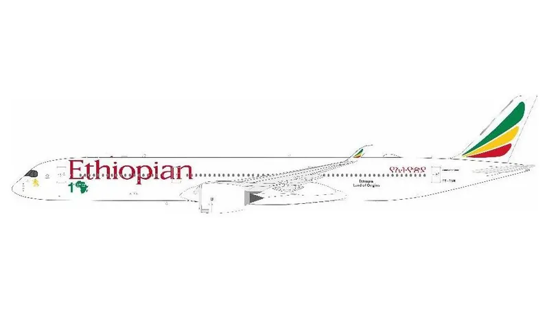 35XET0826 IN Flight200 Ethiopian Airlines / エチオピア航空/エチオピアン A350-1000 ET-BAW スタンド付き 1:200 予約 IN Flight200 1:200 Ethiopian Airlines / エチオピア航空/エチオピアン A350-1000 亜鉛ダイキャスト製