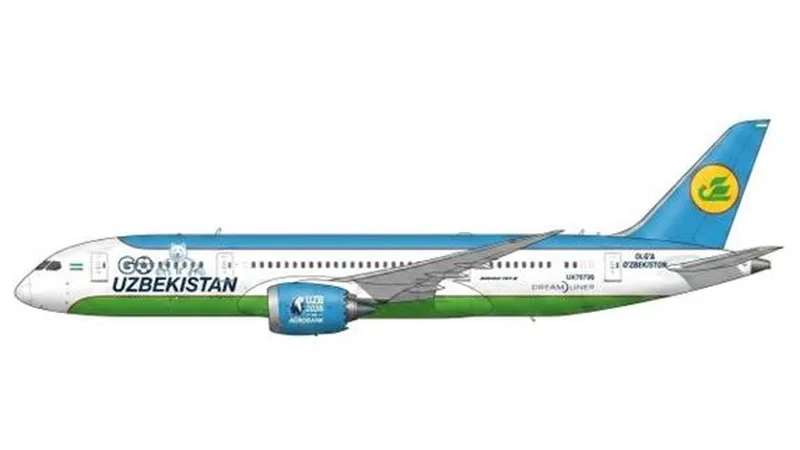 XX40902 JC WING Uzbekistan Airways / ウズベキスタン航空 Go Uzbekistan Boeing 787-8 UK78706 1:400 予約 JC WING 1:400 Uzbekistan Airways / ウズベキスタン航空 787-8 亜鉛ダイキャスト製