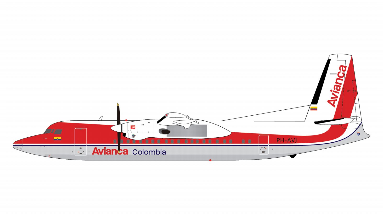 G2AVA1500 GEMINI 200 AVIANCA / アビアンカ航空 Fokker 50 PH-AVJ  スタンド付 1:200 予約