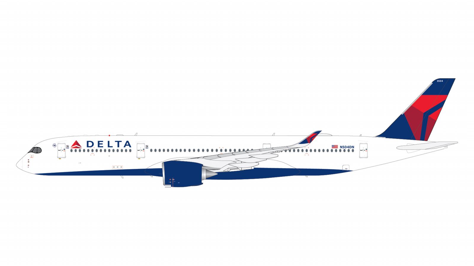 G2DAL1496 GEMINI 200 Delta Air Lines / デルタ航空 A350-900 N504DN  スタンド付 1:200 予約