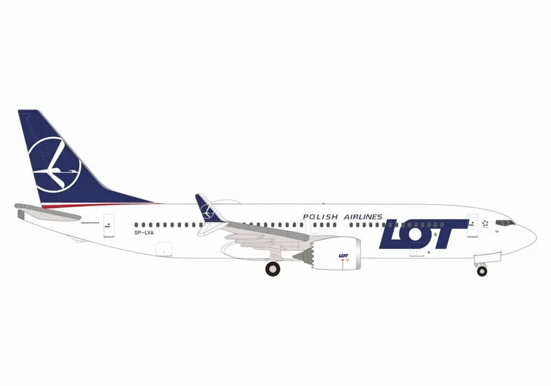 539098 Herpa LOT Polish Airlines / LOTポーランド航空 B737 MAX8 SP-LVA 1:500 完売しました Herpa 1:500 LOT Polish Airlines / LOTポーランド航空 737 MAX8 亜鉛ダイキャスト製