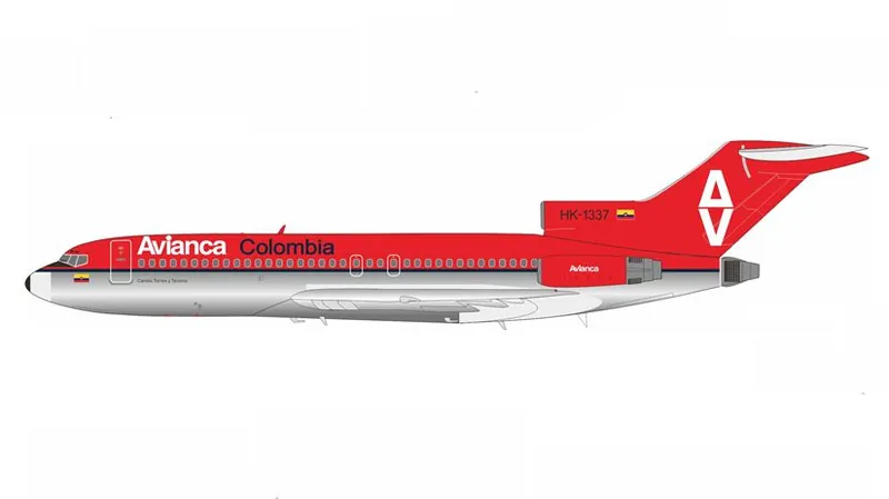 721AV0726P IN Flight200 AVIANCA / アビアンカ航空 727-100 HK-1337 スタンド付き 1:200 予約 IN Flight200 1:200 AVIANCA / アビアンカ航空 727-100 亜鉛ダイキャスト製