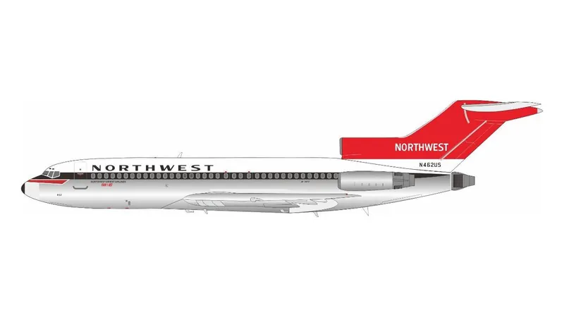 B721NW462P B-MODELS Northwest Orient Airlines / ノースウエストオリエント 727-100 N462US 1:200 スタンド付 予約