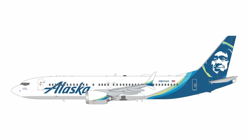 G2ASA1488 GEMINI 200 Alaska Airlines / アラスカ航空 737 MAX8 N803AK  スタンド付 1:200 予約 GEMINI JETS 1:200 ALASKA AIRLINES / アラスカ航空 737 MAX8 亜鉛ダイキャスト製