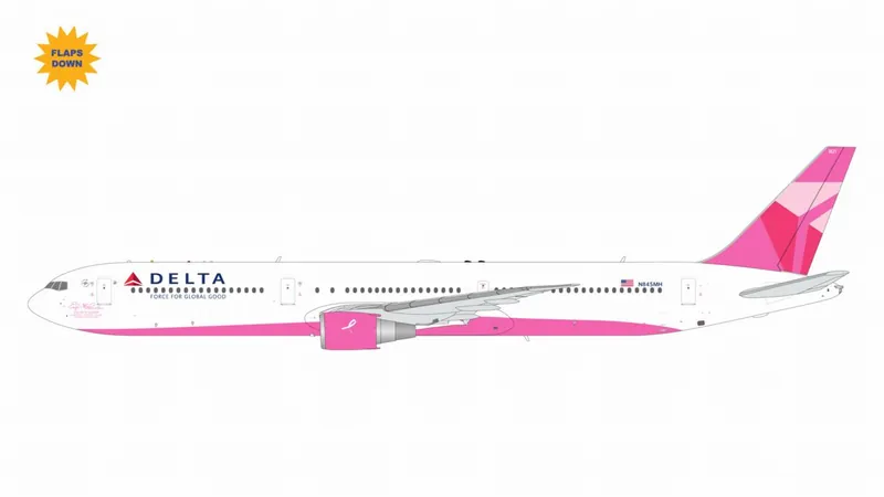 G2DAL1451F GEMINI 200 Delta Air Lines / デルタ航空 767-400ER N845MH pink plane/breast cancer (flaps) スタンド付 1:200 予約