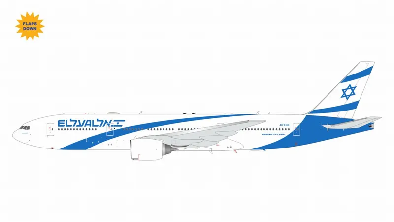 G2ELY1529F GEMINI 200 El Al Israel Airlines / エル・アル航空/イスラエル 777-200ER flaps down 4X-ECE  スタンド付 1:200 予約