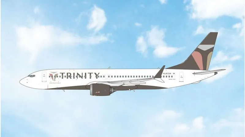 12141 Phoenix Trinity Airways / トリニティ航空 737 max8 HL8754 1:400 予約 Phoenix 1:400 Trinity Airways / トリニティ航空 737 MAX8 亜鉛ダイキャスト製
