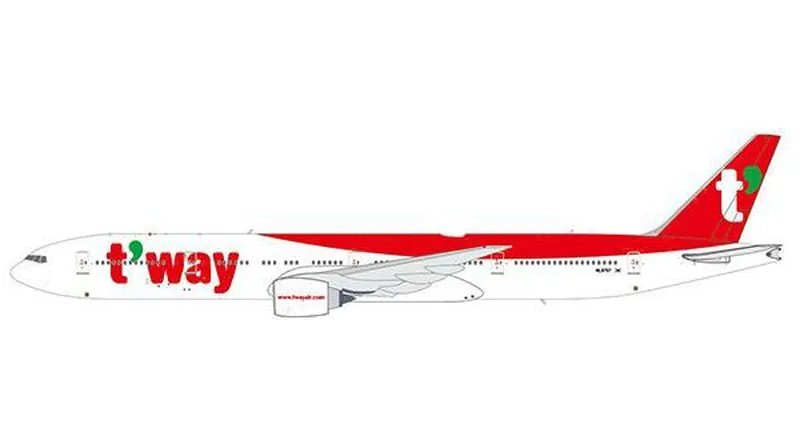 XX40681 JC WING T’way Air / ティーウェイ航空 777-300ER HL8707 1:400 予約 JC WING 1:400 T’way Air / ティーウェイ航空 777-300 亜鉛ダイキャスト製