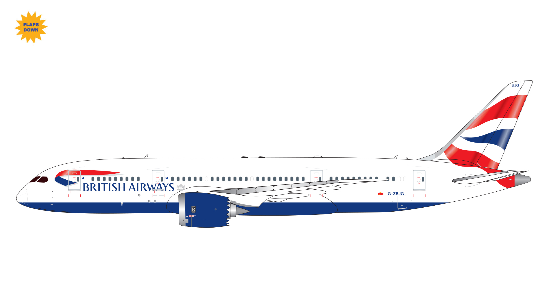 GJBAW2107F GEMINI JETS British Airways B787-8 flaps down G-ZBJG 1:400