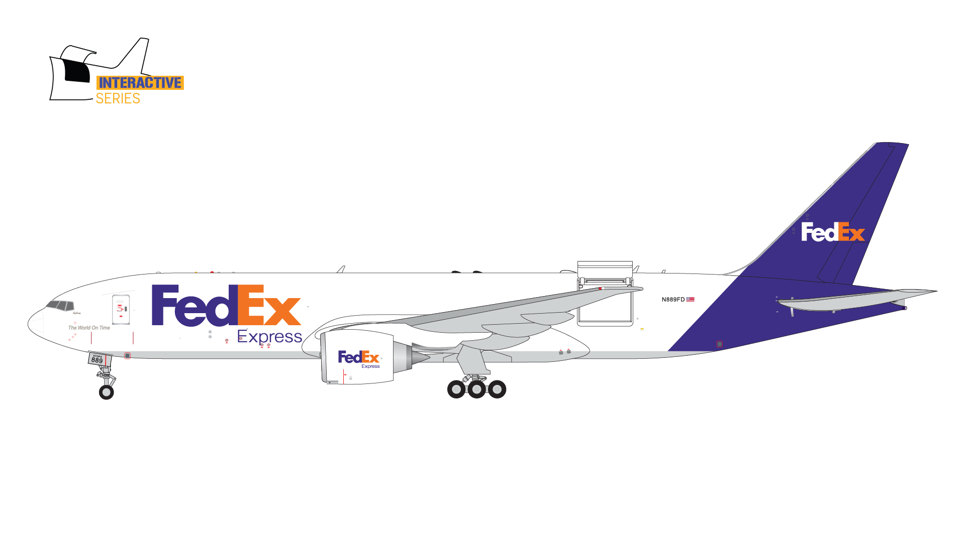 GJFDX2140 GEMINI JETS FedEx Express B777-200LRF Interactive Series N889FD  1:400