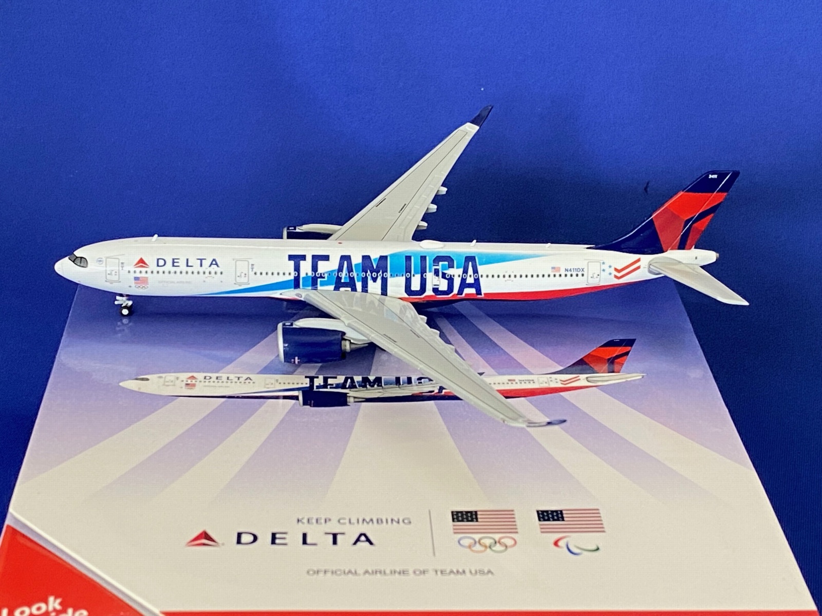 GJDAL2058 GEMINI JETS 航空会社オフィシャルモデル Delta Air Lines / デルタ航空 TEAM USA  A330-900neo N411DX 1:400 完売しました。