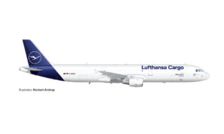 572439 Herpa Lufthansa Cargo / ルフトハンザ カーゴ A321P2F D-AEUC Hello Europe 1:200 お取り寄せ