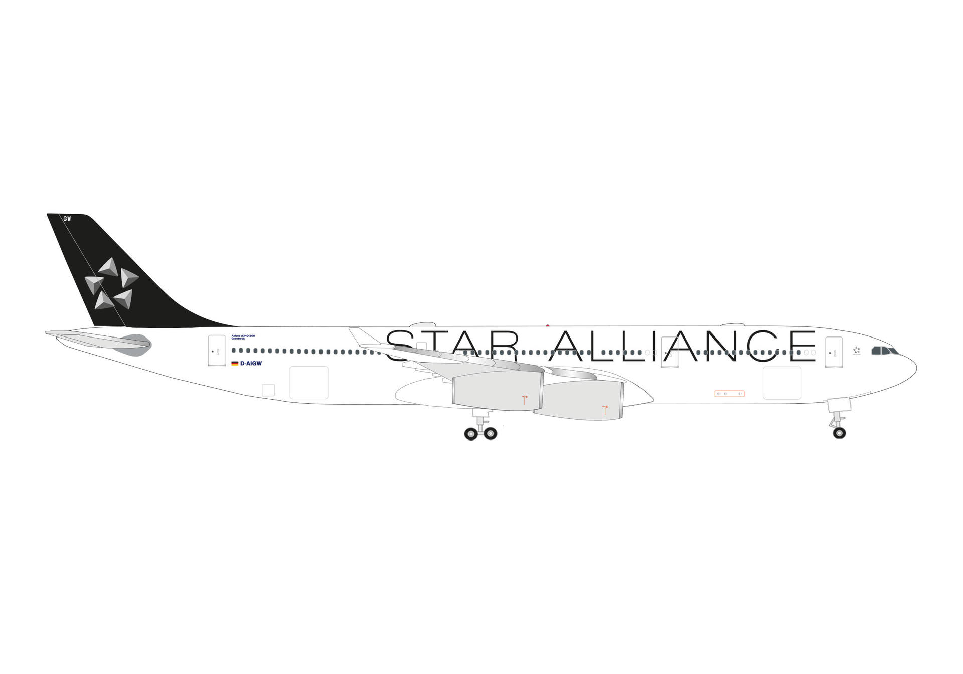 536851 Herpa Lufthansa / ルフトハンザドイツ航空 A340-300 D-AIGW Star Alliance Gladbeck  1:500 予約