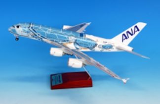 NH20193 全日空商事特注品 ANA All Nippon Airways / 全日空 A380 FLYING HONU ANAブルー (WiFiレドーム･ギア付) JA381A 組立式スナップフィットモデル 木製スタンド付き 1:200 予約