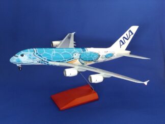 NH20192 全日空商事特注品 ANA All Nippon Airways / 全日空 A380 FLYING HONU ANAブルー (WiFiレドーム･ギア付) JA381A 完成品 木製スタンド付き 1:200