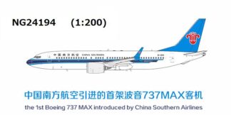 NG24194 NG MODELS CHINA SOUTHERN AIRLINES / 中国南方航空 the 1st 737 MAX introduced by CZ B737 MAX8 B-1201 1:200 予約