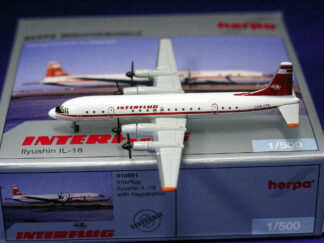 510691 Herpa Interflug / インターフルグ/インターフルーク IL-18 DDR-STK 1:500 メーカー完売